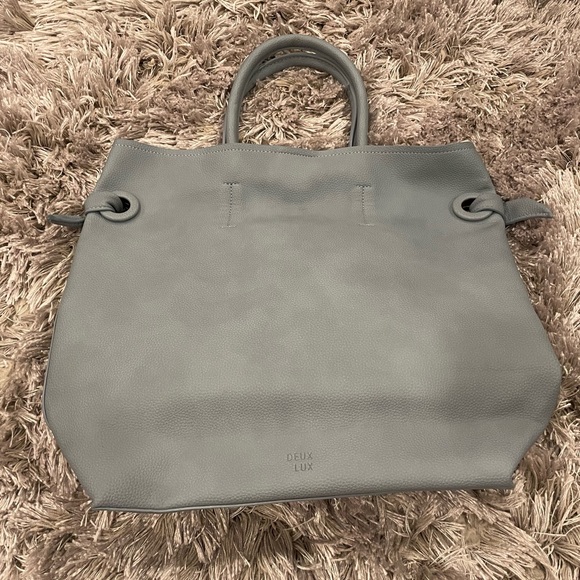 Deux Lux Raw Leather Tote Large Light Blue NEW - Picture 8 of 8